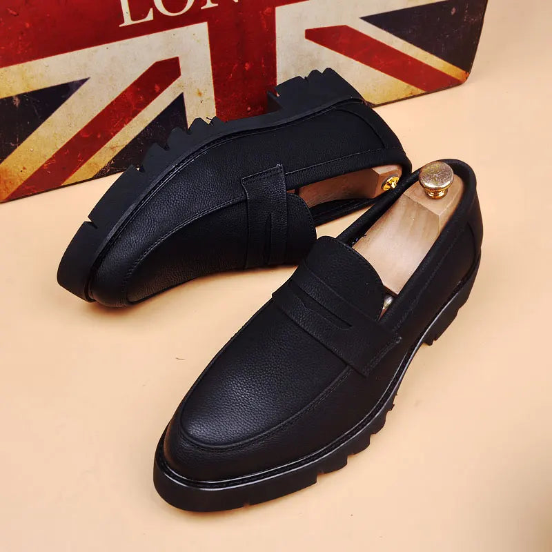 Chaussures en cuir souple pour hommes - Mocassins noirs